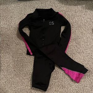Ice Fairy Black and Pink figure skating outfit with Rhinestone Detail
